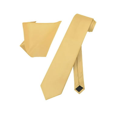 Mens Gold Colored Pre-tied Adjustable Long Tie Windsor Style